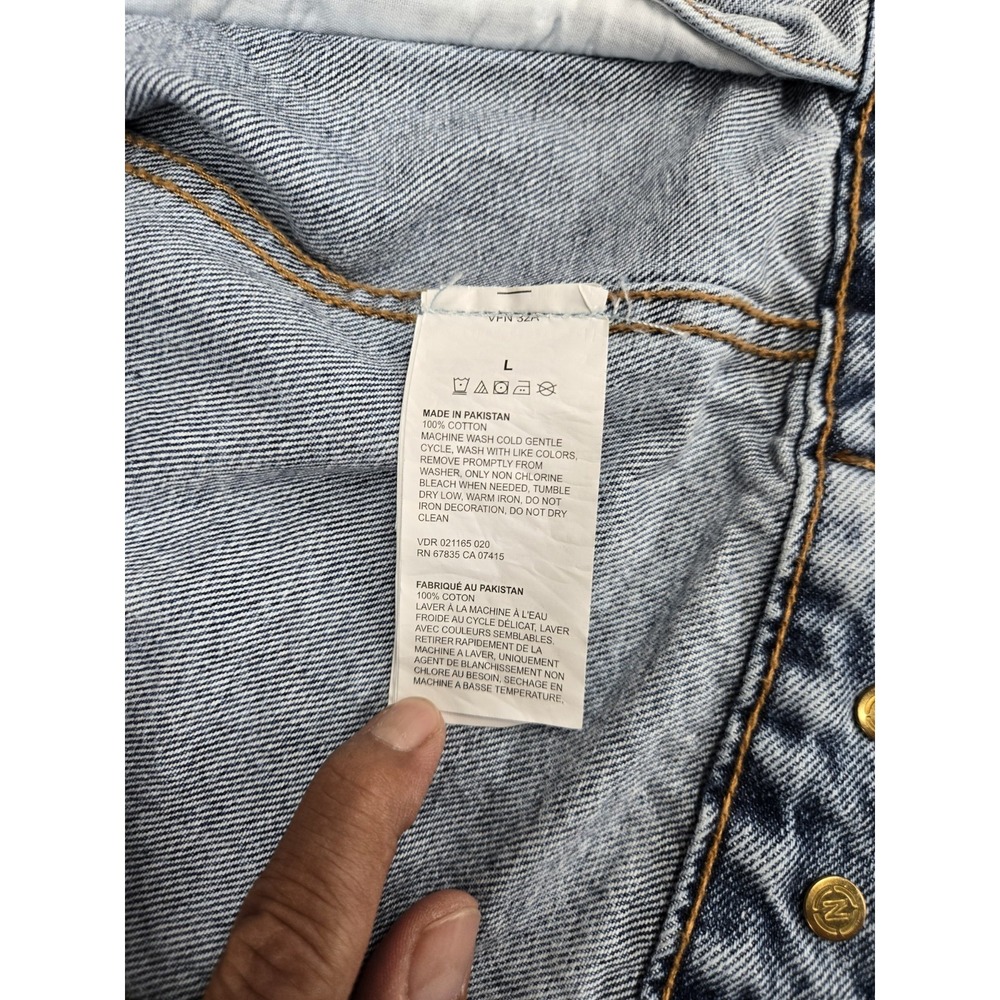 Nautica Jeans Co. Mens Denim Jacket Uptown Blue Wash Size Large Ribbed Knit Cuff - Picture 3 of 16